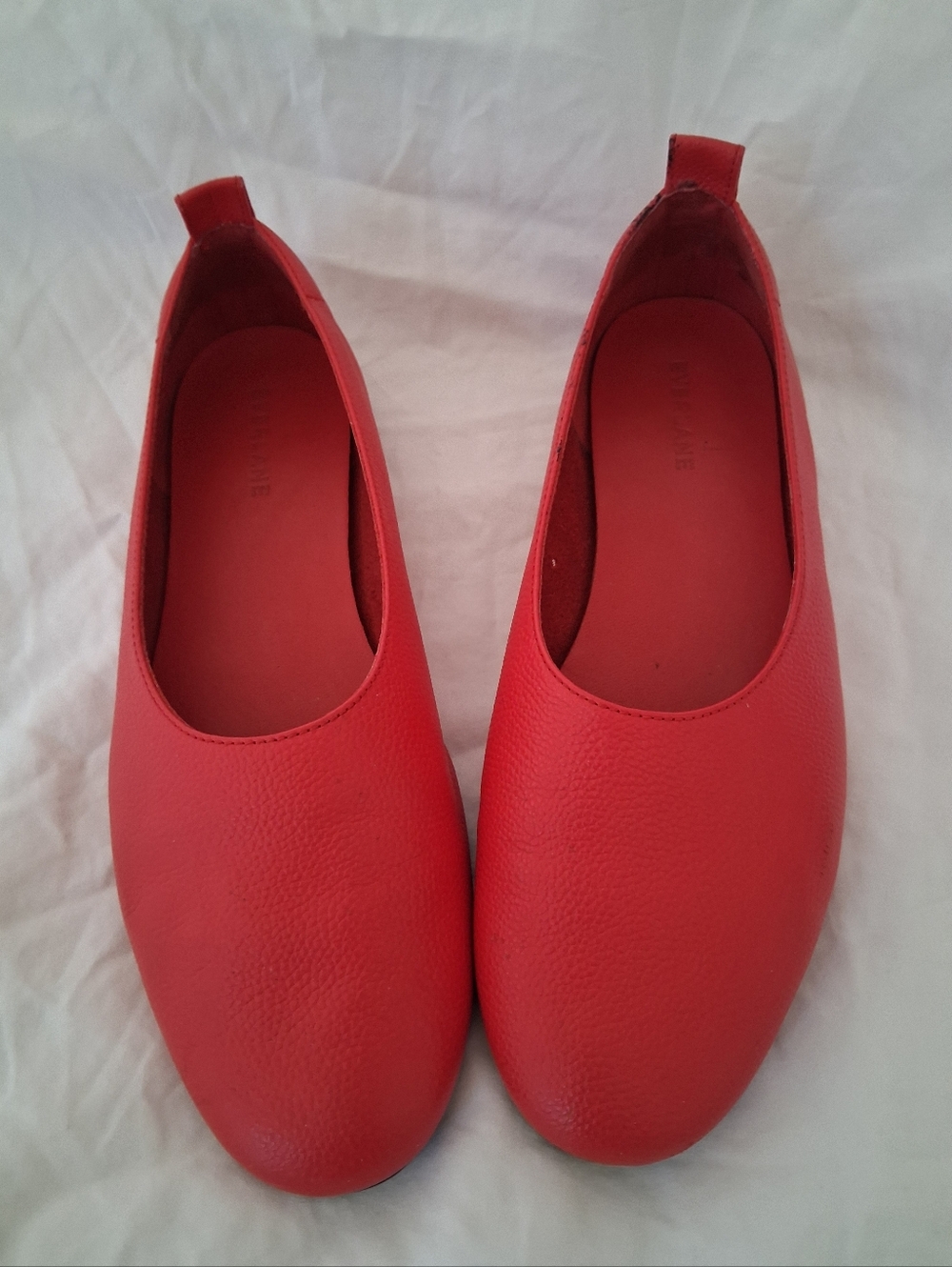 Everlane Bright Red Leather Ballet Flats